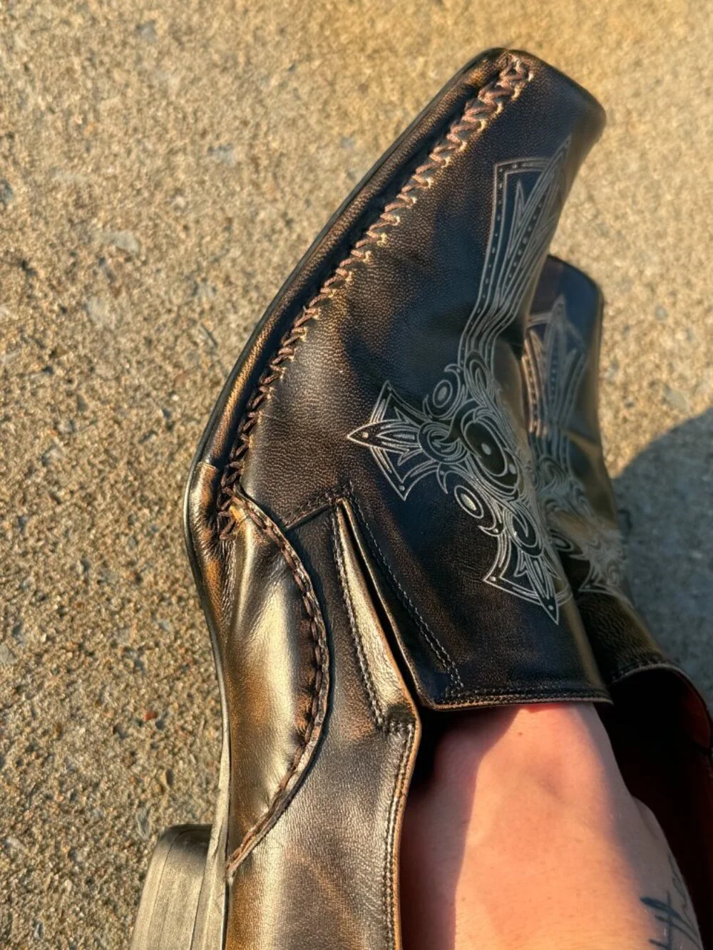 Robert Wayne Rome Loafers Mens 13 Brown Leather Cross Y2K Mall Goth Western 4116